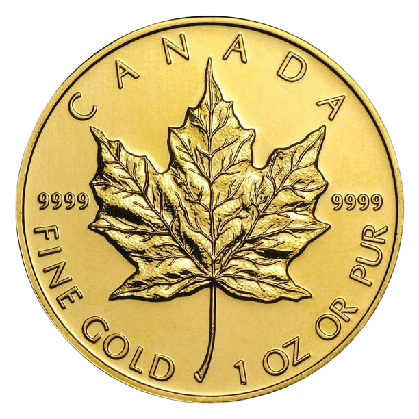 1 oz Canadian Gold Maple Leaf Coin (Random Year, .9999 Pure)