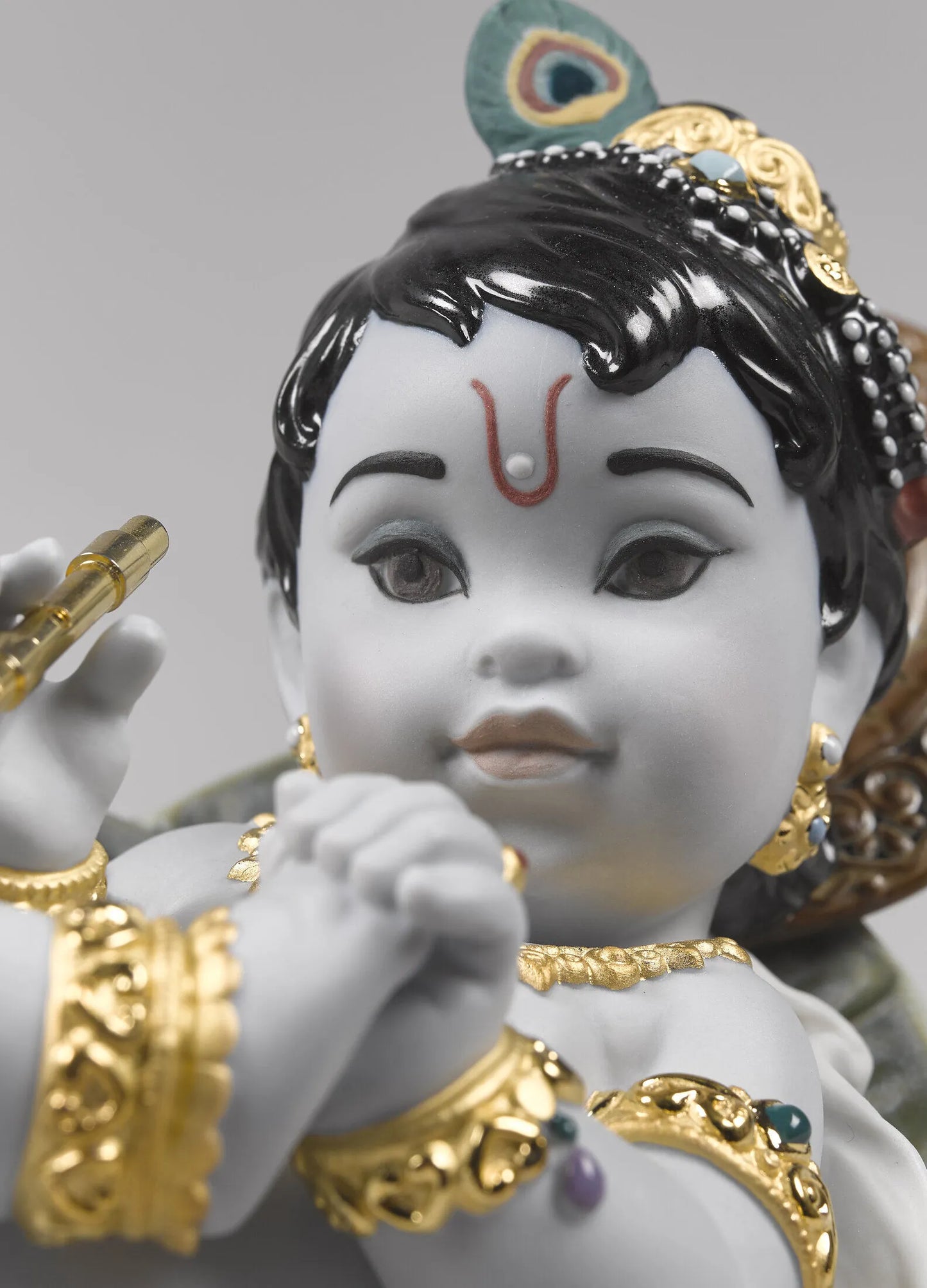 Krishna on Leaf Figurine