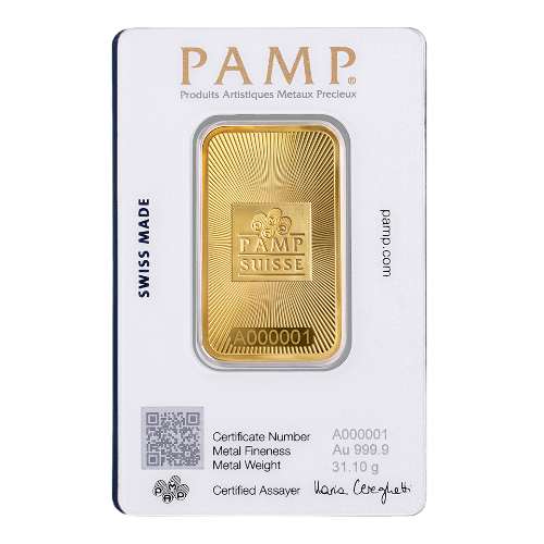 PAMP Suisse 999.9 Pure 1oz Gold Bar NEW (Display Only)