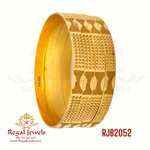 Set of 4 22k gold machine-made engraved bangles with a solid flat surface. Weight 58.30 gm. SKU RJB2052.