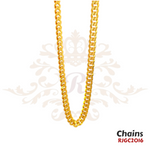 Gold Chain RJGC2016, a stunning 22k yellow gold chain showcasing traditional Indian craftsmanship. It features a unique design with intricate detailing. Weight 46.60 gm, length 21 inches.