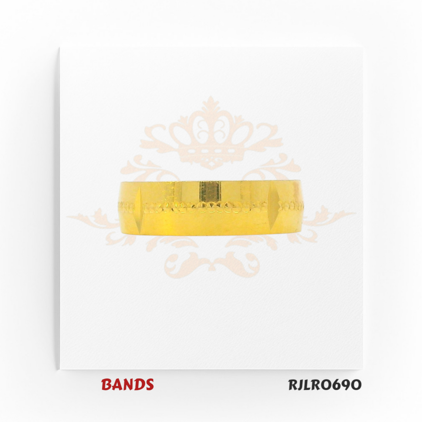 Timeless plain yellow gold band with a high-polish finish and delicate edge detailing for a classic, elegant look.