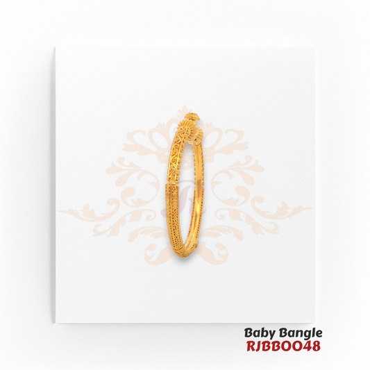 22kt Gold Baby Bangle RJBBO048 – An 8.70-gram, free-size adjustable gold bangle with intricate traditional craftsmanship, available at Regal Jewels.