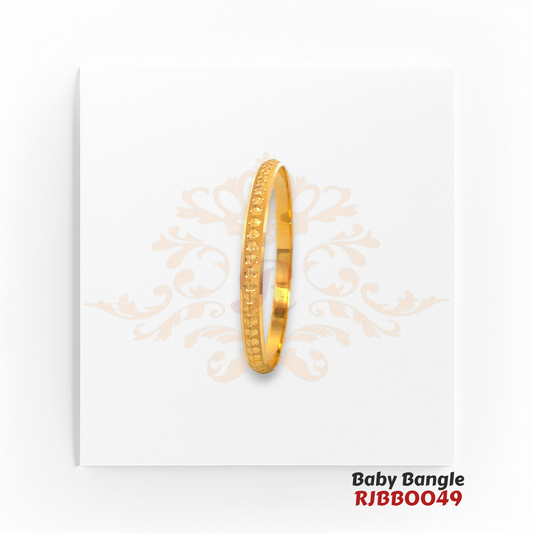22kt Gold Baby Bangle RJBBO049 – A 14.60-gram, size 1.13 traditional bangle with delicate engravings, available at Regal Jewels
