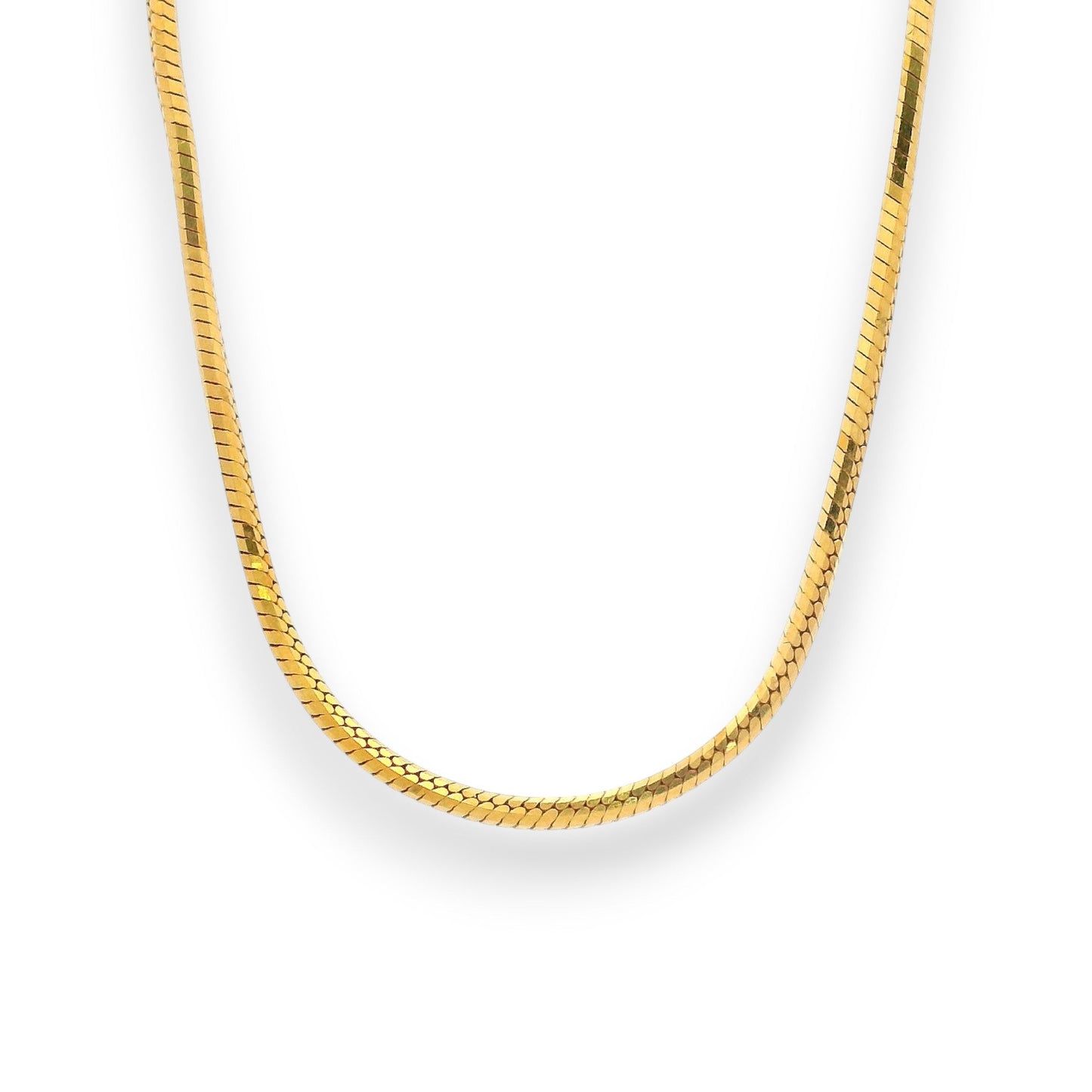 22Kt Gold Baby Chain – Sleek Flat Herringbone Design | 7.04gm, 16in – RJC30877