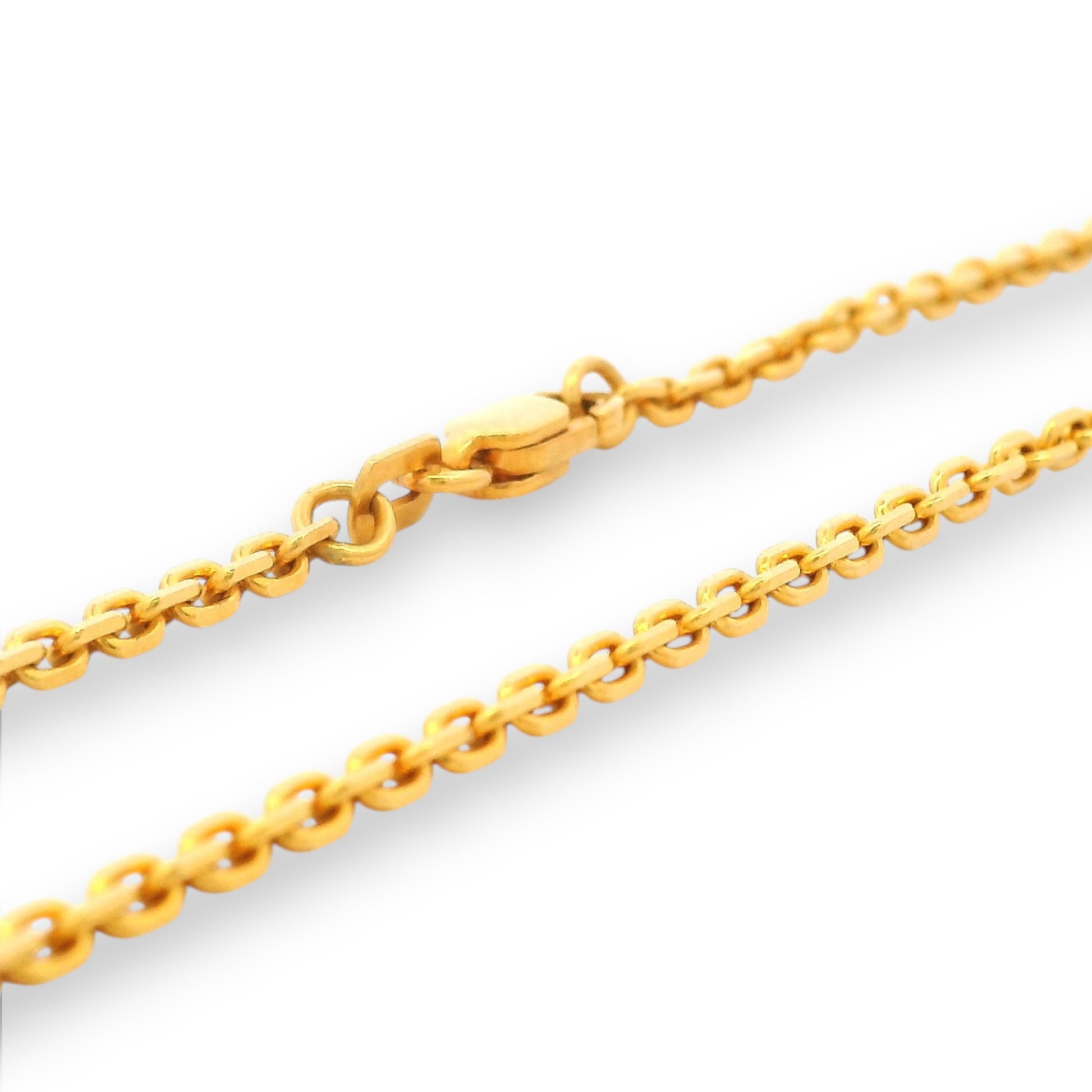 Close-up of Regal Jewels 22K Gold Baby Chain RJC30883 featuring polished box links and lobster clasp – timeless design for kids
