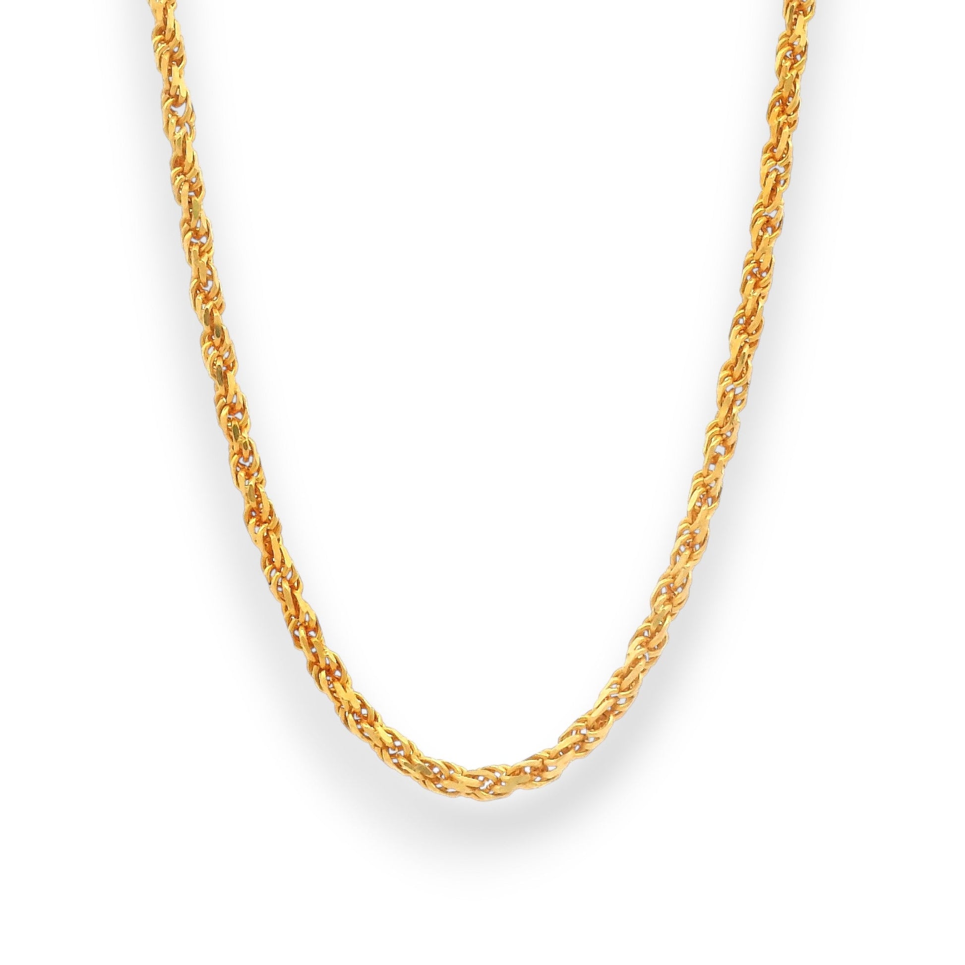 Regal Jewels 22K Gold Baby Chain RJC30884 with shimmering rope-style woven links – elegant and secure kids’ jewelry piece.
