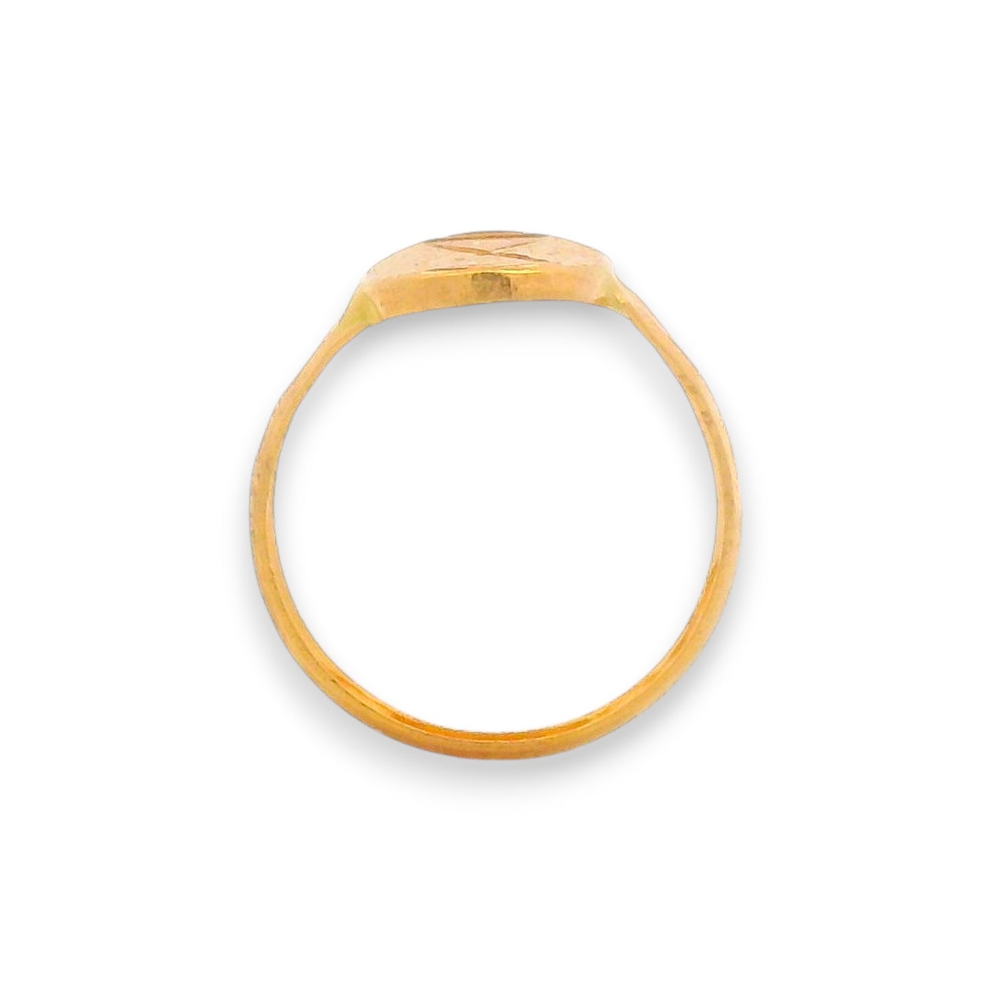 Regal Jewels RJBR3011a 22k gold baby ring side profile, geometric oval engraved pattern, lightweight handcrafted toddler jewelry band – Regal Jewels Chicago