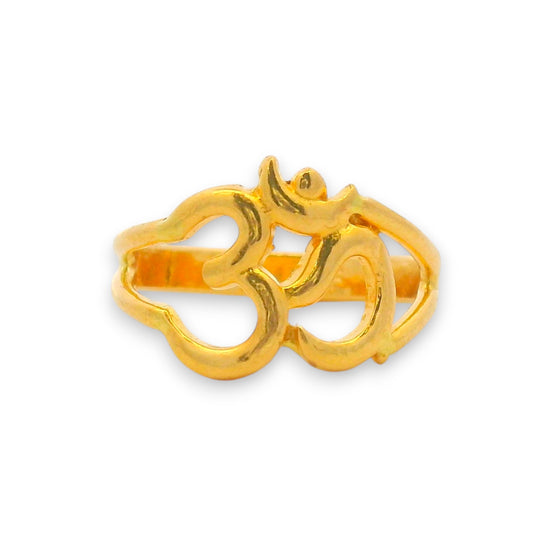 Regal Jewels RJBR3080 22k gold baby ring with dual floral motif design, lightweight children’s gold ring, handcrafted filigree pattern, perfect toddler jewelry gift – Regal Jewels Chicago