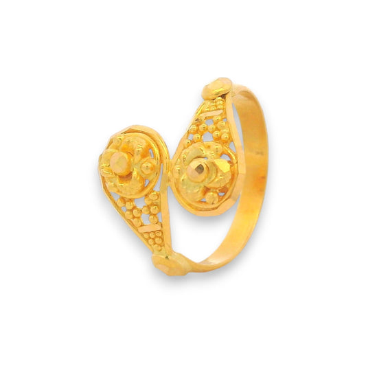 Regal Jewels RJBR3080B 22k gold baby ring with double floral wrap design, handcrafted kids gold jewelry, adjustable toddler infant ring, lightweight daily wear children’s ethnic ring gift – Regal Jewels Chicago