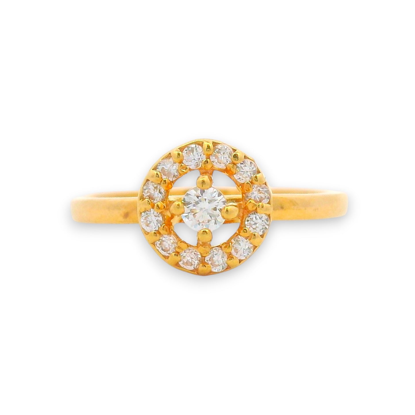 Regal Jewels RJBR3083 22k gold baby ring with sparkling cubic zirconia halo design, central round stone, elegant children’s gold jewelry, perfect for gifting toddlers and kids – Regal Jewels Chicago