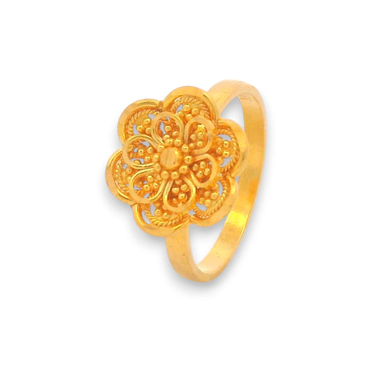 Regal Jewels RJBR3085 22k pure gold baby ring with floral motif, lightweight kids gold jewelry, traditional Indian baby ring, toddler gold ring design, elegant daily wear kids ring – Regal Jewels Chicago