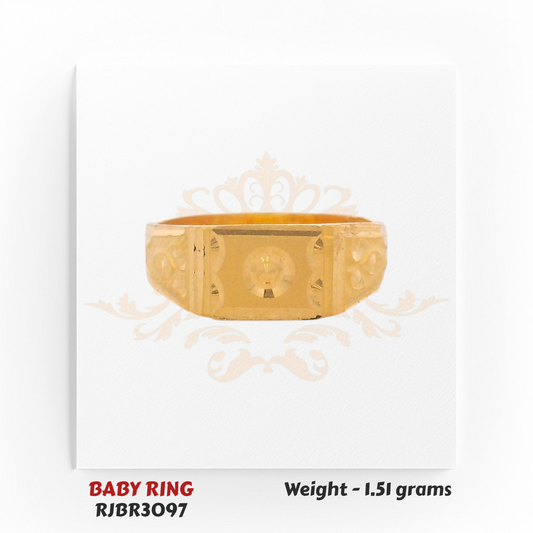 Regal Jewels Gold Baby Ring RJBR3097 - Front view of a rectangular, classic signet gold ring for baby, weight 1.51 grams.