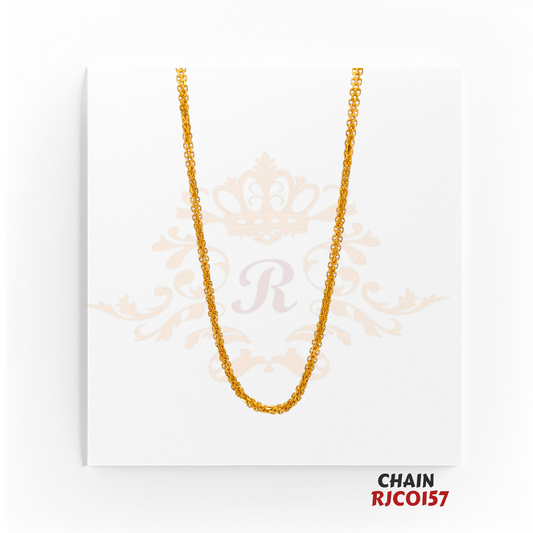 22kt Gold Twisted Link Chain RJCO157 – A 11.70-gram intricately designed twisted link chain, 20 inches in length. Available at Regal Jewels.
