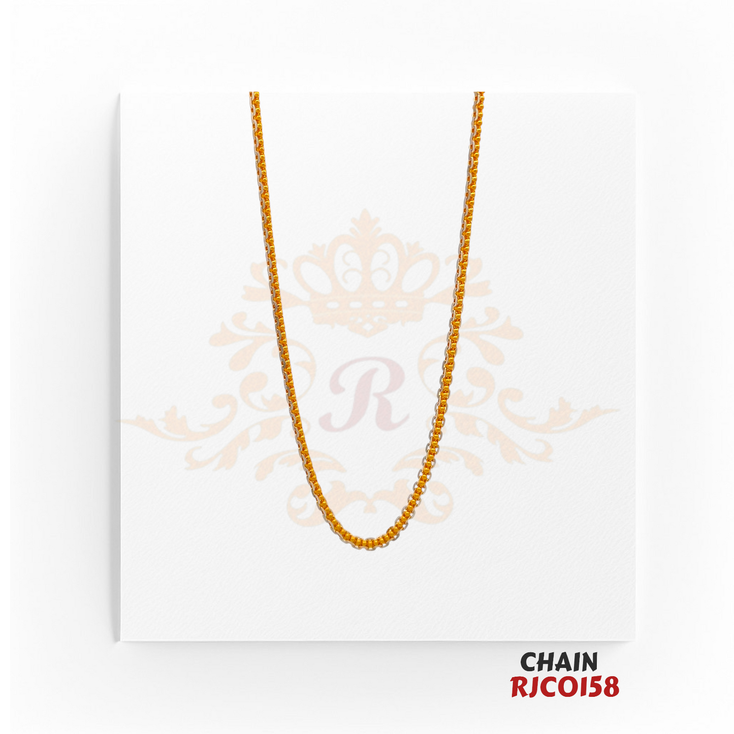 22kt Gold Diamond Cut Ball Chain RJCO158 – A 10.90-gram, 18-inch gold chain with an intricate diamond-cut ball design. Available at Regal Jewels