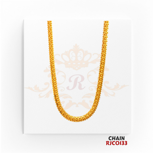 22kt Gold Rope Chain RJCO133 – A 22.2-gram, 18-inch luxurious rope-style chain with a radiant finish, designed for men and women, available at Regal Jewels.
