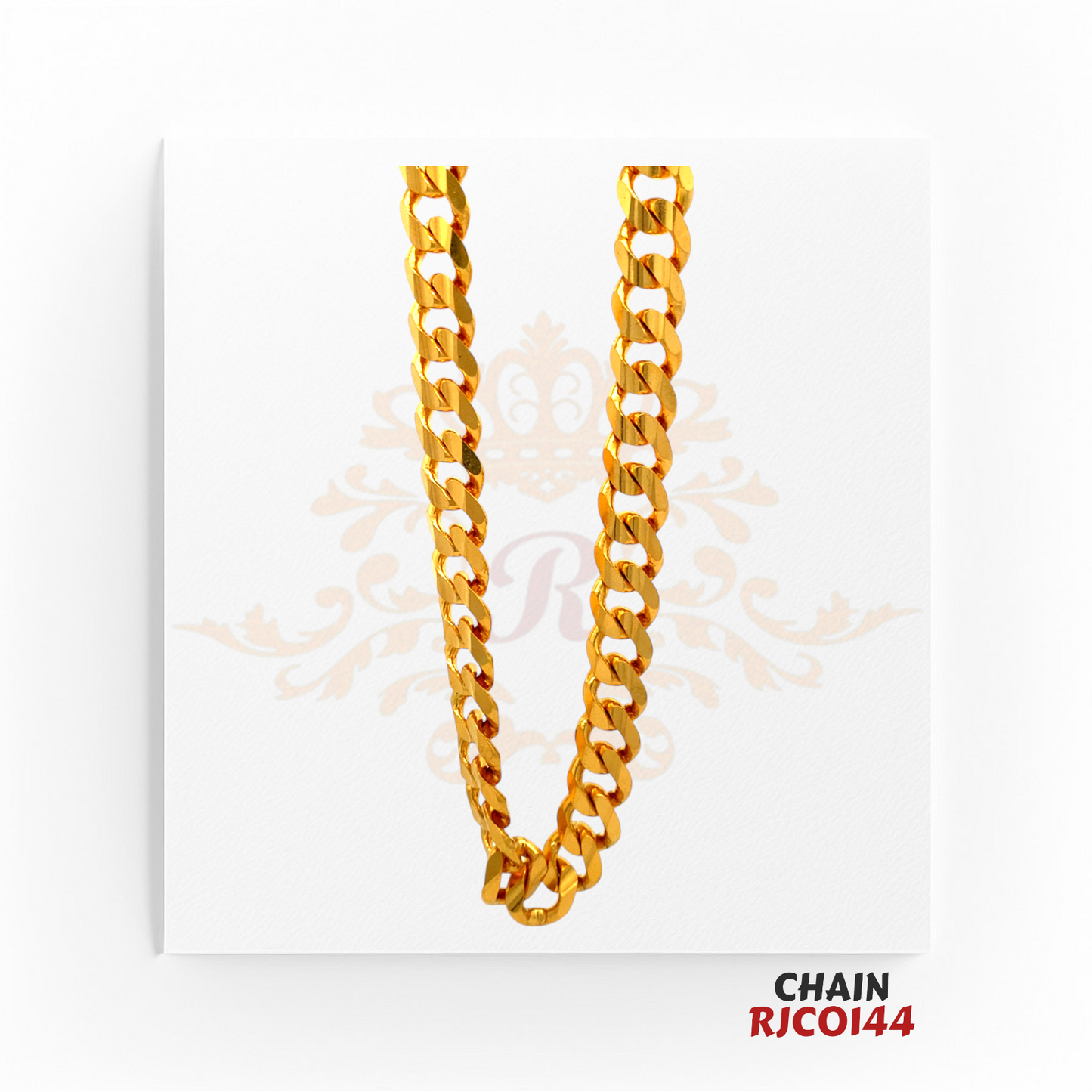 22kt Gold Cuban Link Chain RJCO144 – A heavyweight 82.3-gram gold chain with a 22-inch length, featuring a thick Cuban link design, available at Regal Jewels.