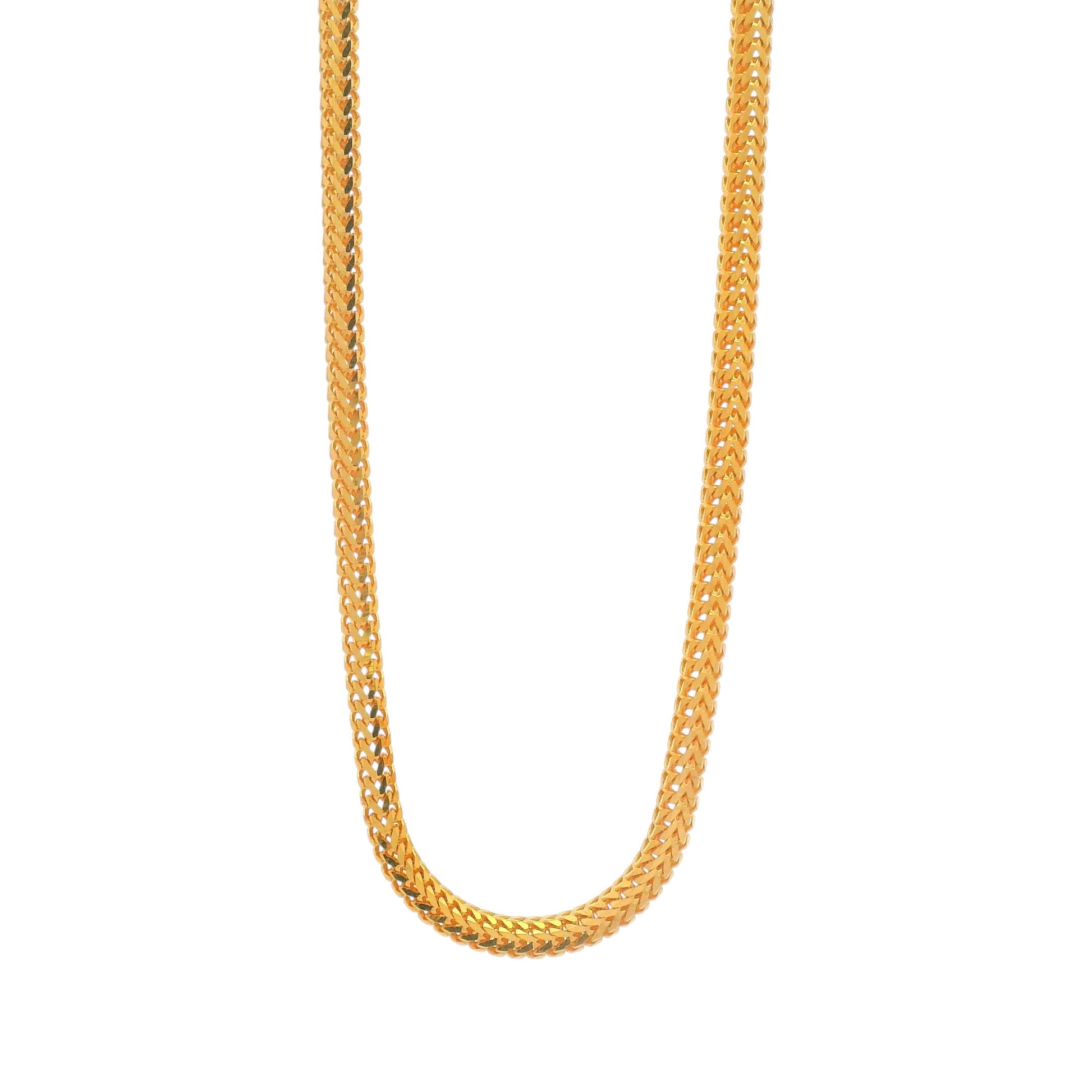 Elegant gold chain necklace with flat woven design, classic lightweight jewelry for men and women – Regal Jewels Chicago RJC30866