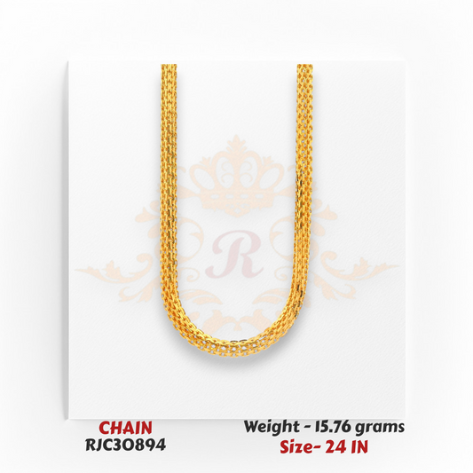 Close-up of 22kt Gold Mesh Chain – Fine Weave Texture – 15.76 grams, 24 inch – RJC30894