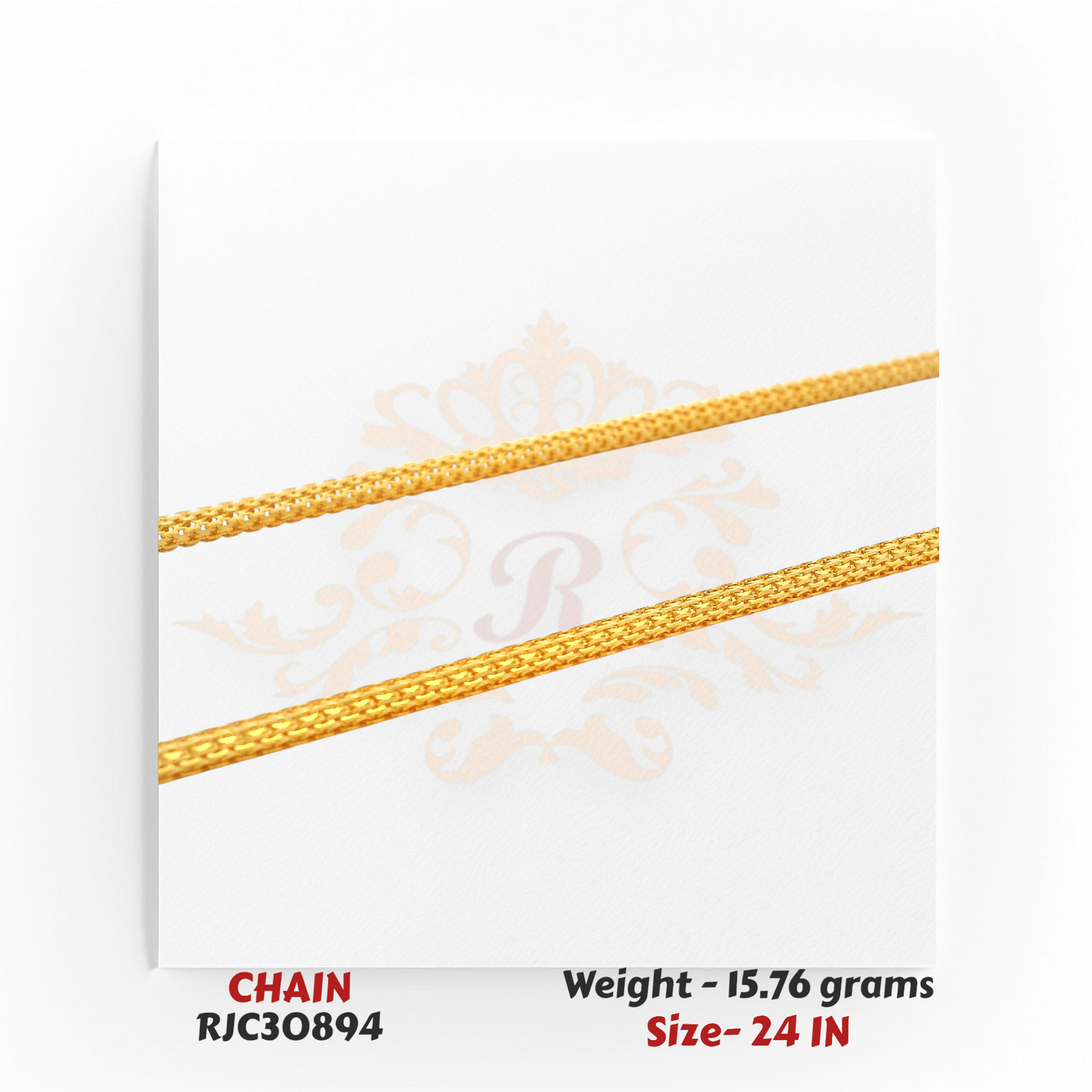 22kt Yellow Gold Mesh Chain – Intricate Braided Detailing – 15.76 grams, 24 inch – RJC30894