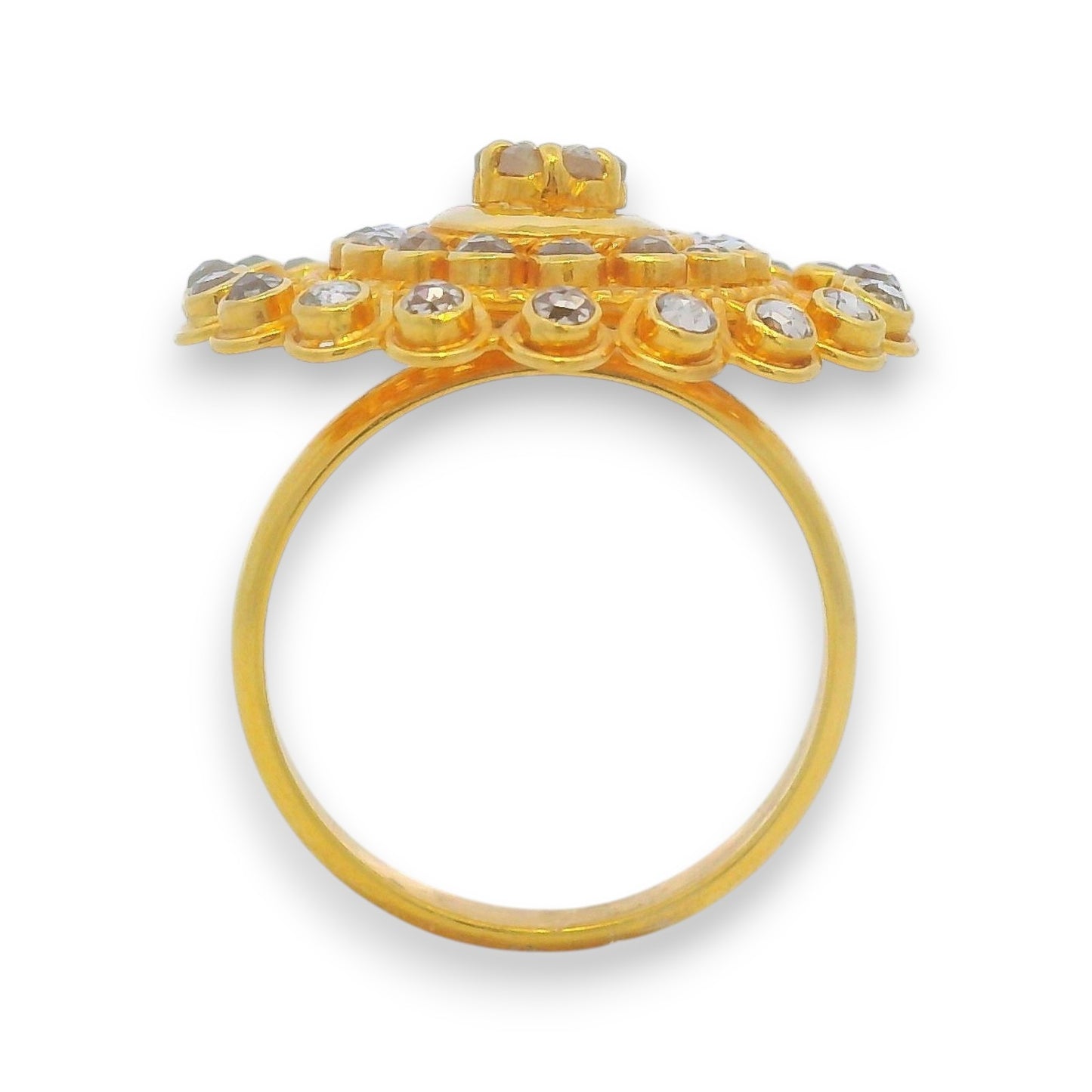 Handcrafted 22kt Gold Statement Ring with Uncut Polki Diamonds, Ethnic Wedding Jewelry – RJDR3197