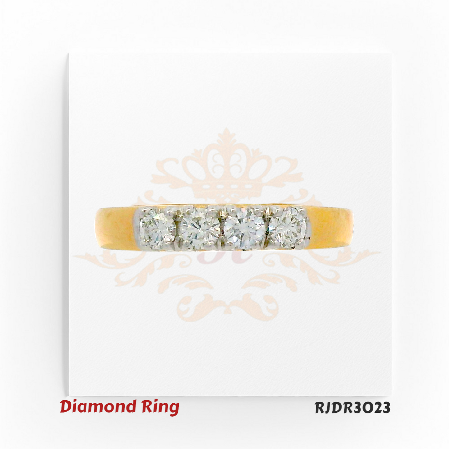 Timeless 18kt yellow gold ring showcasing five round brilliant-cut diamonds set in a classic channel design – RJDR3023.
