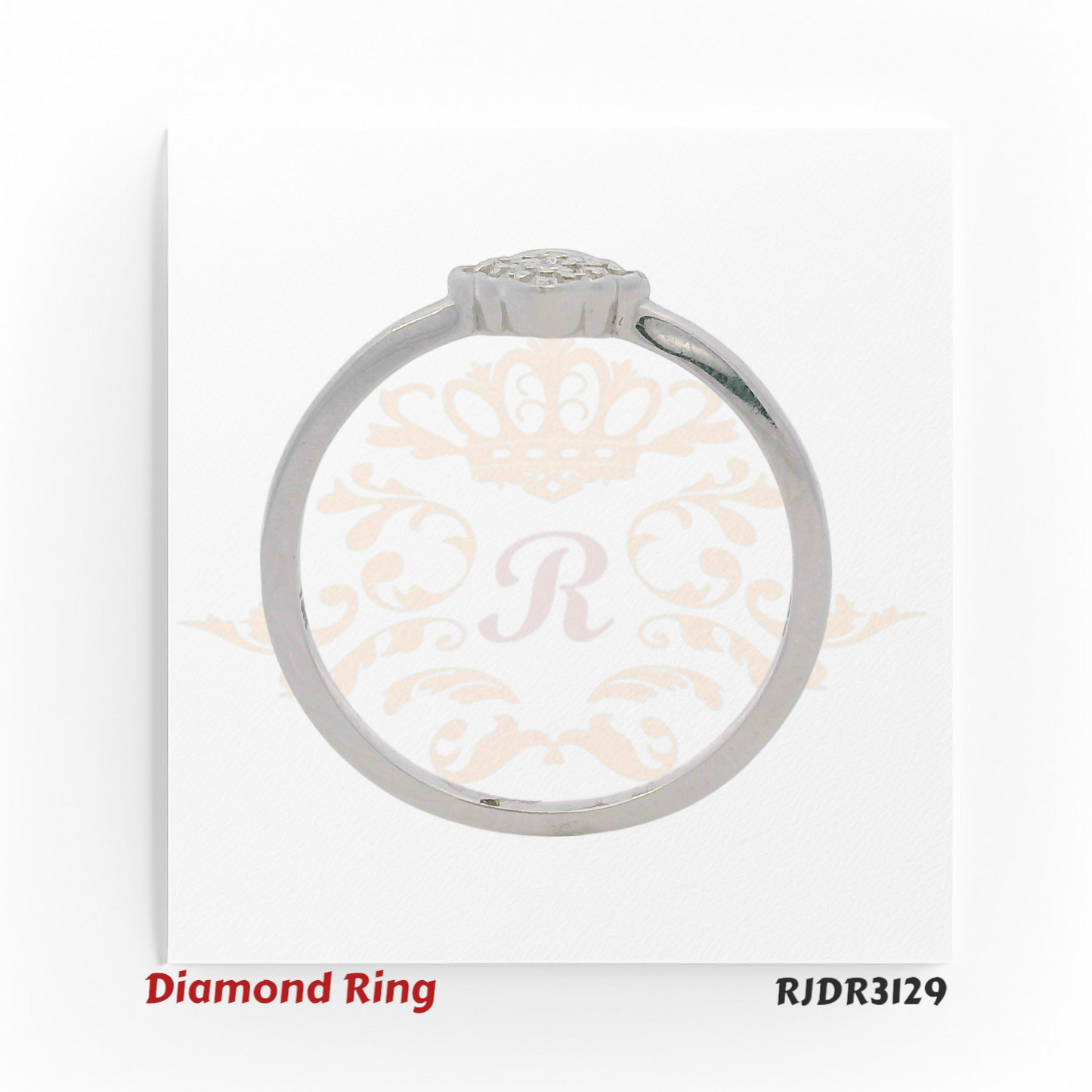18kt white gold ring featuring a floral cluster of round diamonds in a quatrefoil frame – RJDR3129