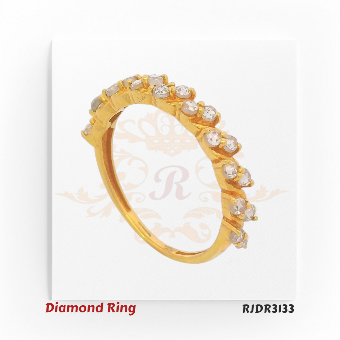 18kt yellow gold band ring with raw uncut diamonds – RJDR3133
