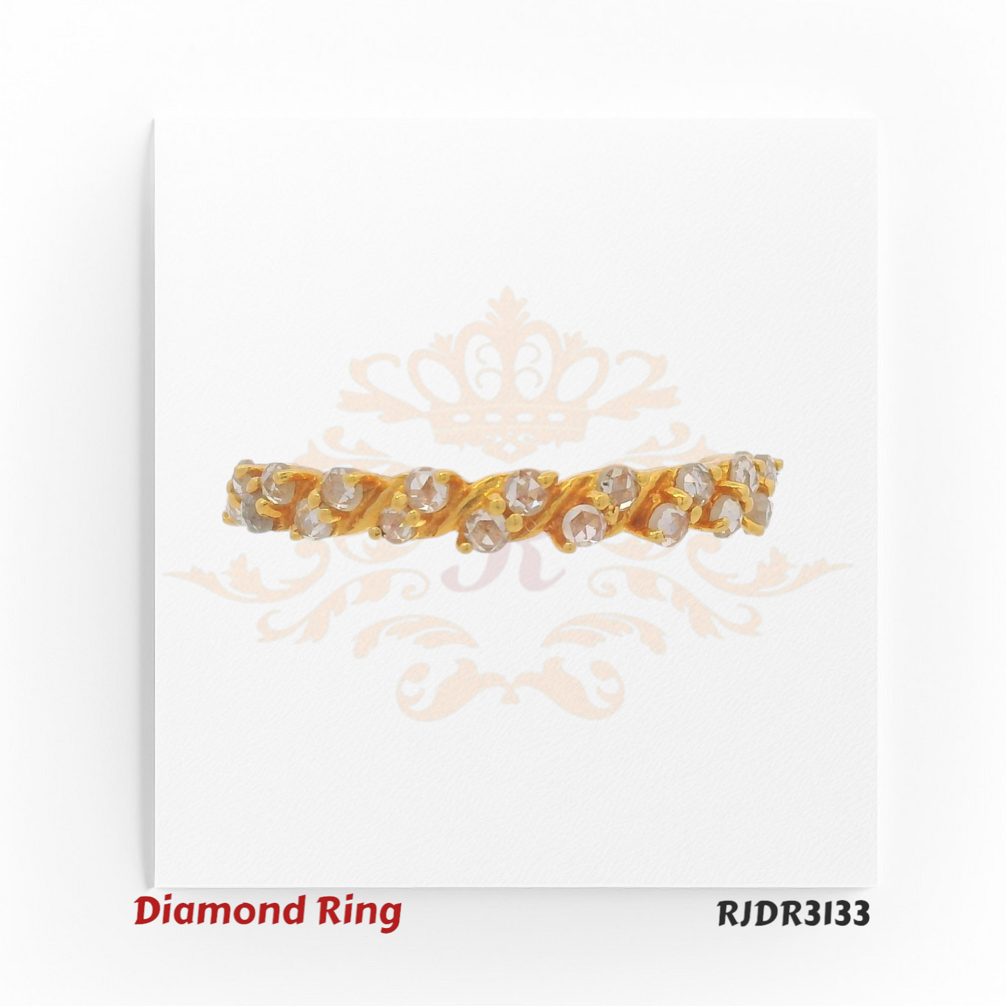 Distinctive 18kt yellow gold ring featuring a band set with raw, uncut diamonds, blending rustic charm with luxury RJDR3133.