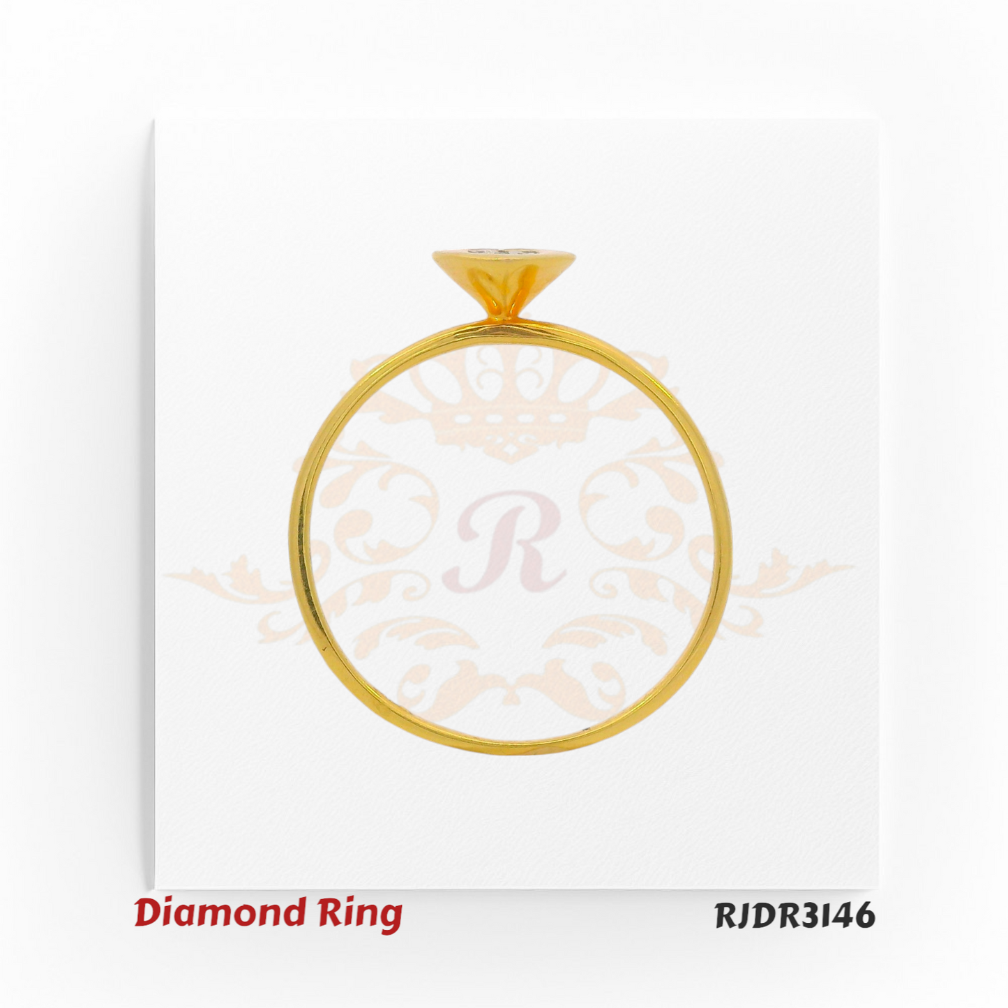 Charming 18kt yellow gold ring with a heart-shaped design, featuring a sparkling round diamond cluster at the center – RJDR3146.