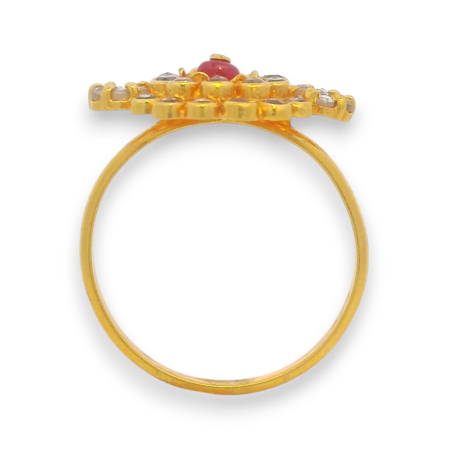 22kt Gold Floral Ruby & Uncut Diamond Ladies Ring – RJDR3228