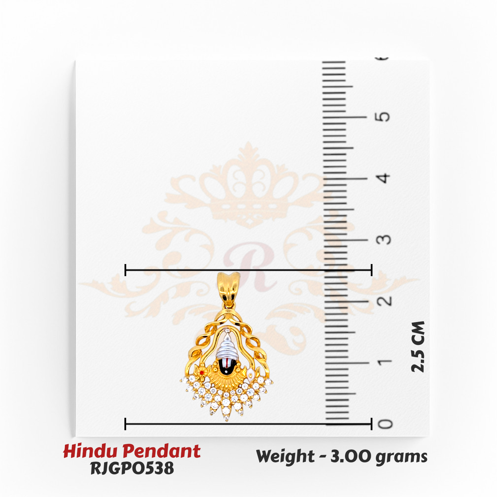 22kt Gold Shivling Pendant – 2.5 cm Religious Pendant with CZ Halo – 3.0 grams (RJGP0538) Regal Jewels Chicago