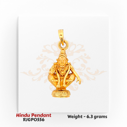 22kt Gold Lord Ayyappa Pendant – Devotional Hindu Jewelry – 6.3 grams (RJGP0556) Regal Jewels Chicago