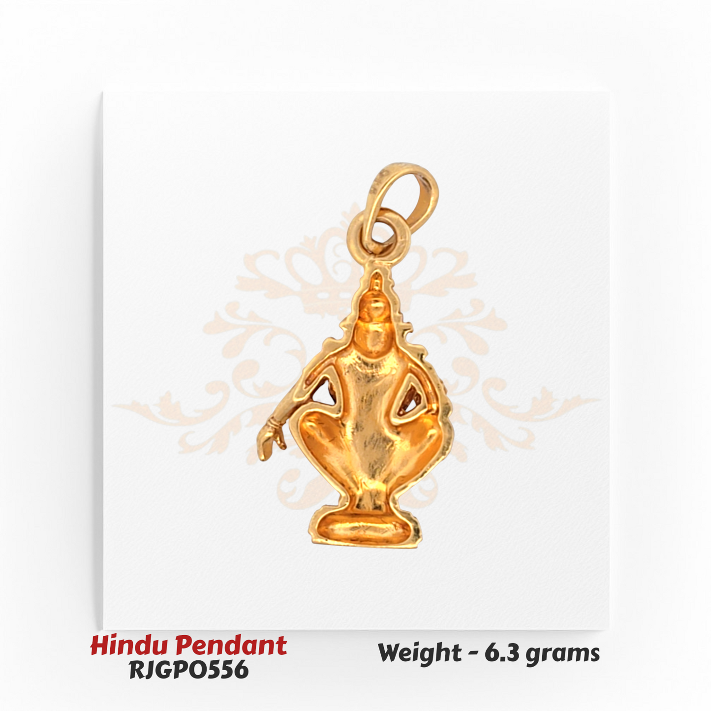 22kt Gold Ayyappa Hindu Pendant – 3 cm Detailed Religious Design – 6.3 grams (RJGP0556) Regal Jewels Chicago