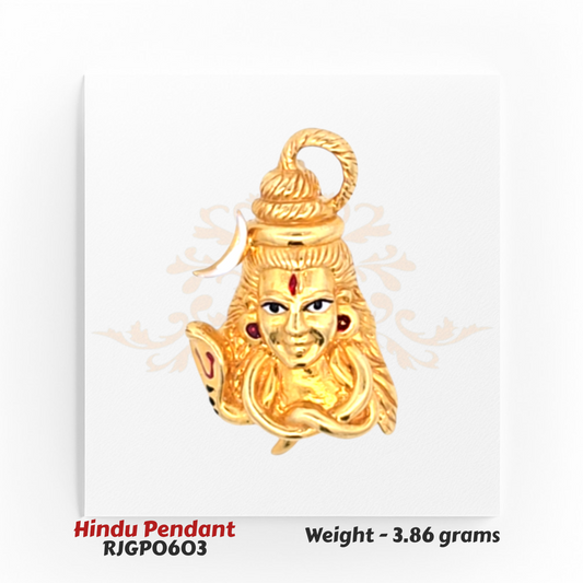 22kt Gold Shiva Pendant – Trinetra Crescent Design – 3.86 gm (RJGPO603)