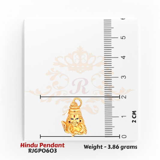 22kt Gold Shiva Pendant – Trinetra Crescent Design – 3.86 gm (RJGPO603)
