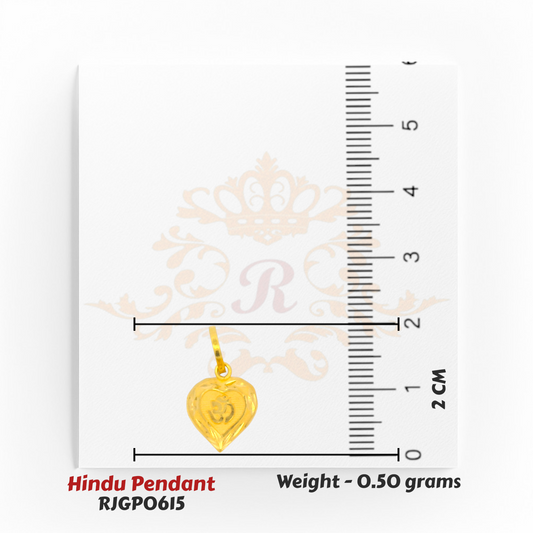 22kt Gold Om Heart Pendant – 2 cm Petite Heart-Shaped Hindu Jewelry 0.50 grams – Regal Jewels Chicago