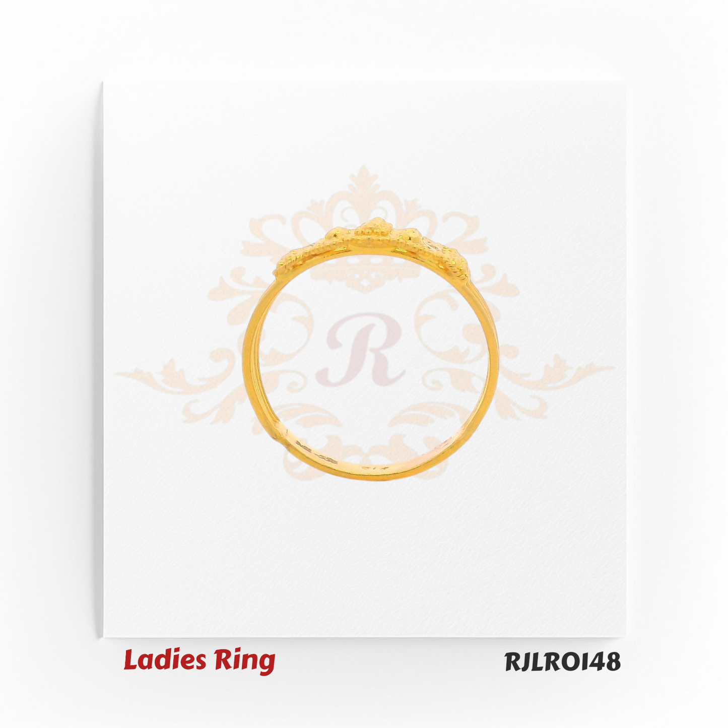 Broad gold ladies ring with layered floral dome clusters and fine handcrafted detailing, creating a bold and elegant look. RJLR0148