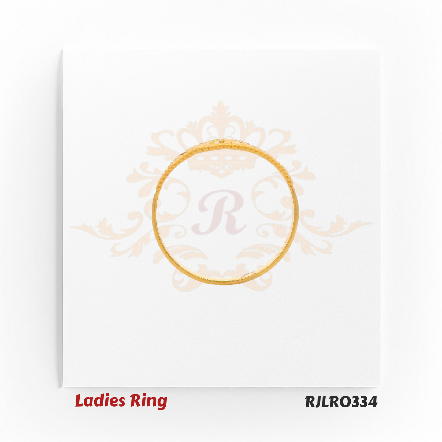 Shell-shaped statement ladies ring in gold with intricate fan-like openwork design and beaded frame for a unique standout accessory. RJLR0334
