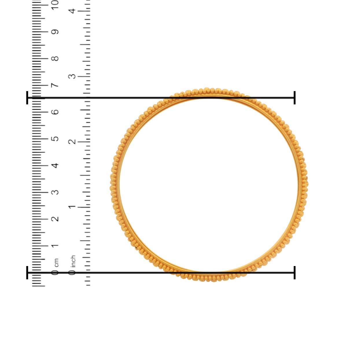 22kt Gold Ladies Bangles – Accurate Size 2.11 in with Ruler Scale, 39.8 gm, Beaded Border, RJLB3010 – Regal Jewels Chicago
