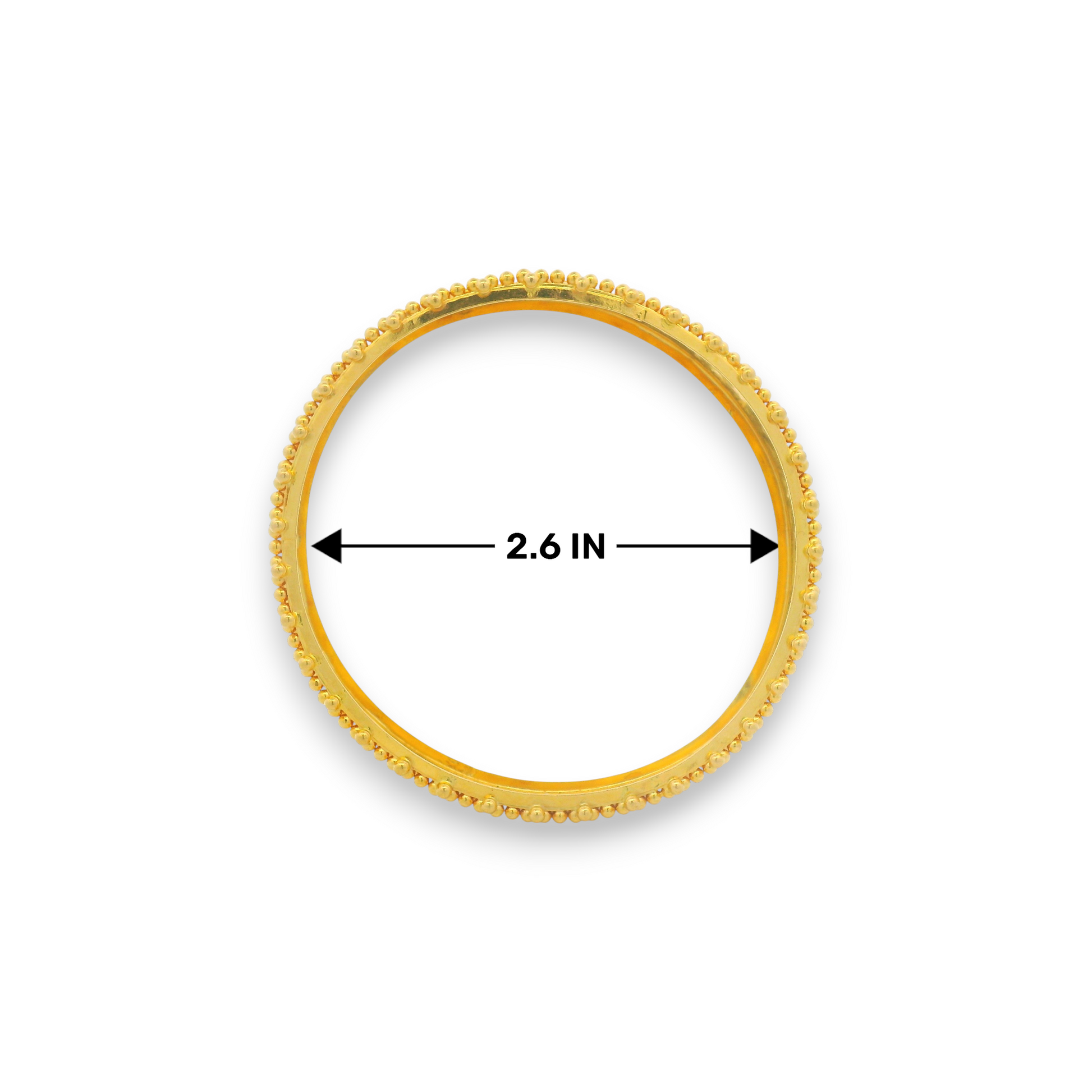 22kt gold ladies bangle with floral dome design, 2.6 inch diameter size, Regal Jewels Chicago – model RJLB3012.