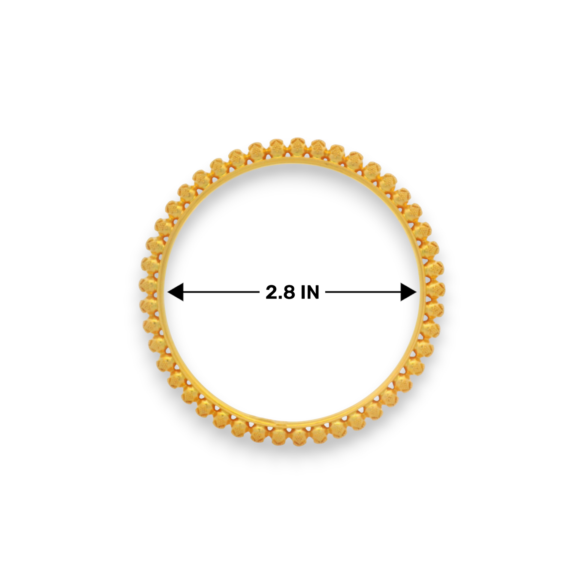 Exquisite 22kt gold ladies bangle, 53.6 gm weight, elegant floral dome artistry, 2.8 inch diameter top view – RJLB3014.