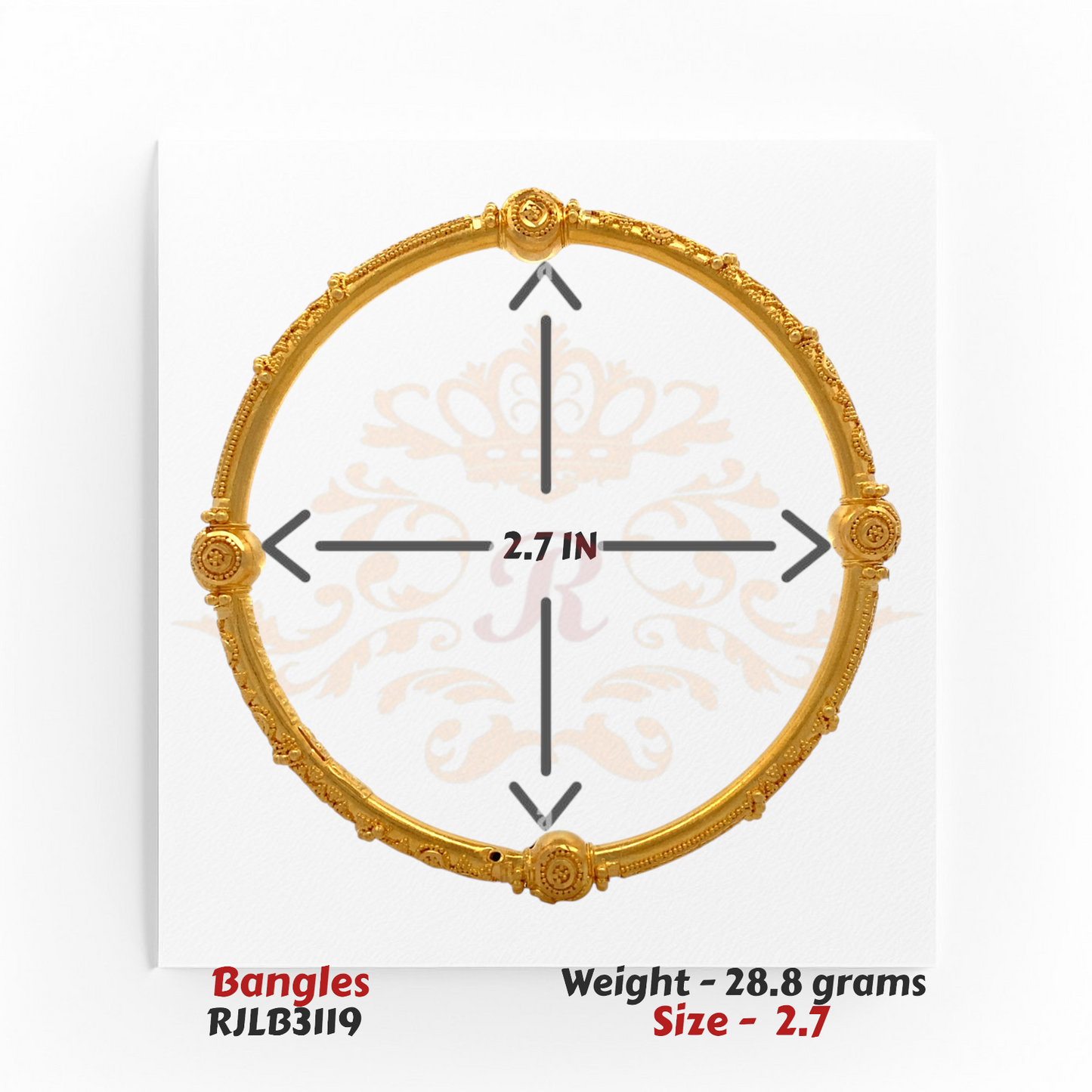 22kt Gold Bangles – RJLB3119 (2 Bangles) | Traditional & Handcrafted Design