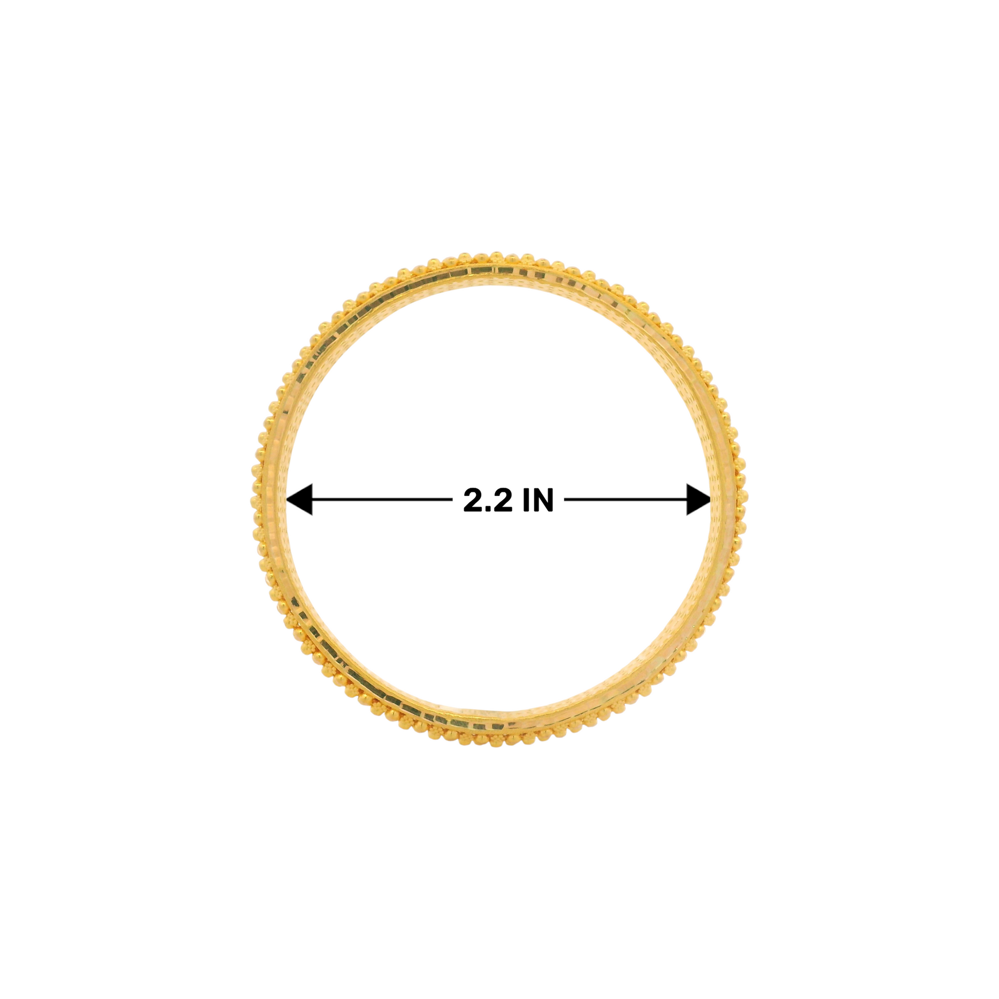 22kt Gold Ladies Bangles RJLB3261 – Precision-crafted with 2.2-inch diameter, designed for comfort and elegance, featuring fine beaded detailing. Regal Jewels Chicago exclusive.
