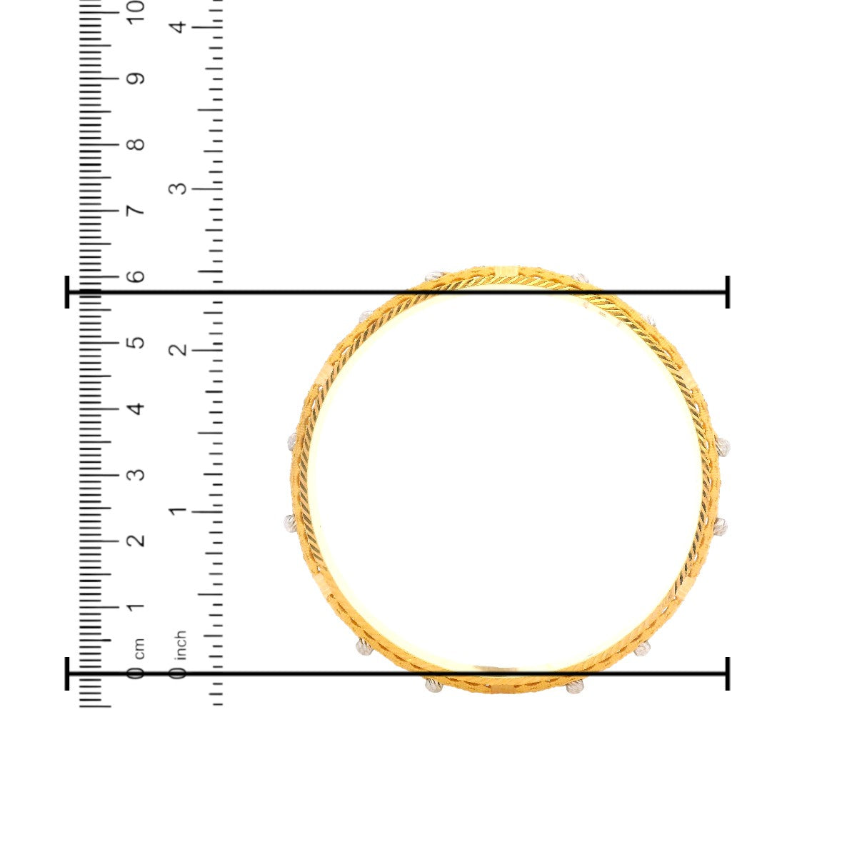 22kt Gold Ladies Bangle RJLB3334C – Elegant handcrafted textured design with small bead accents, 2.6 inch size, traditional Indian jewelry – Regal Jewels Chicago