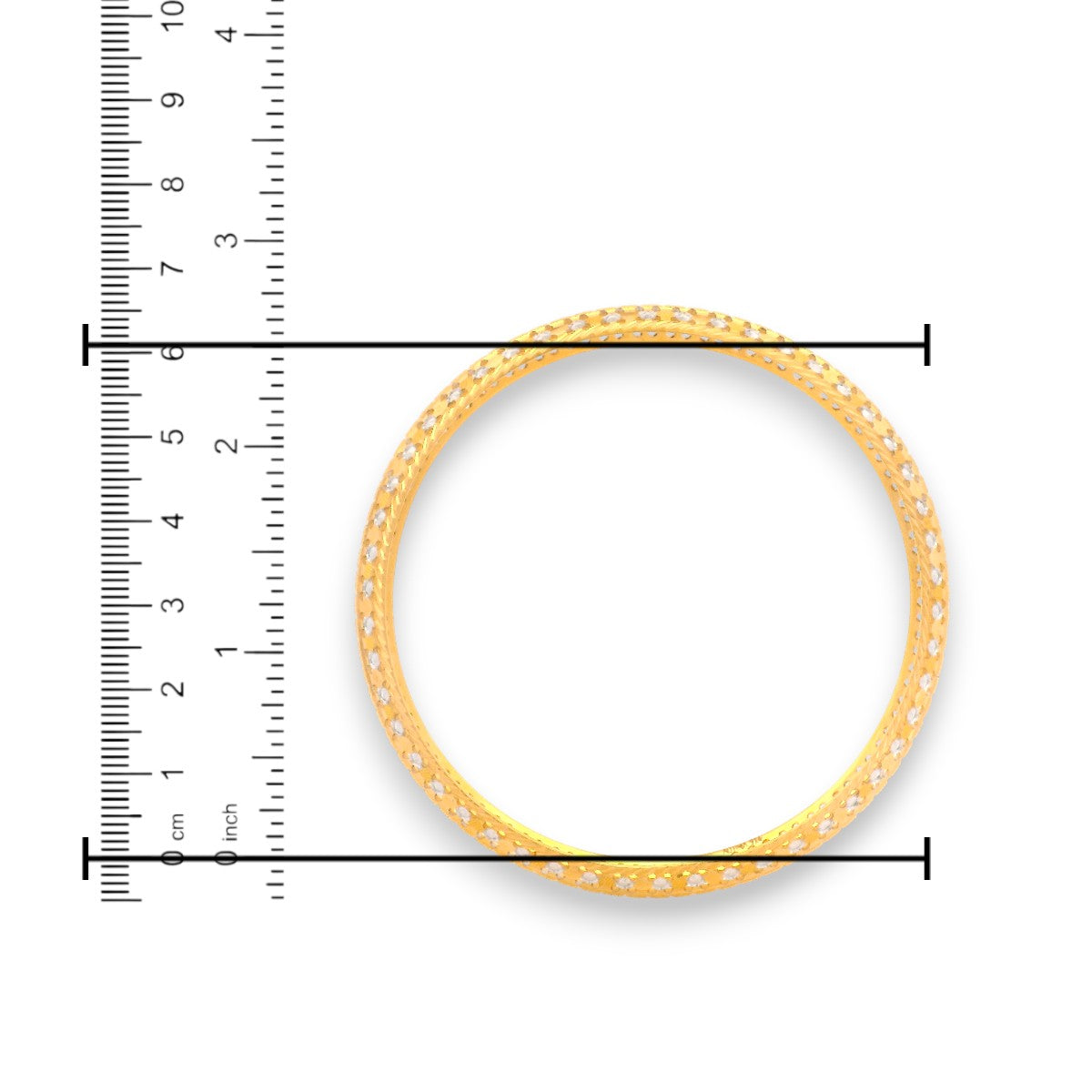 22kt Gold Ladies Bangle RJLB3400C – Floral patterned Indian gold bangle with diamond-cut detailing, size 2.6 inch, traditional ethnic jewelry Chicago – Regal Jewels