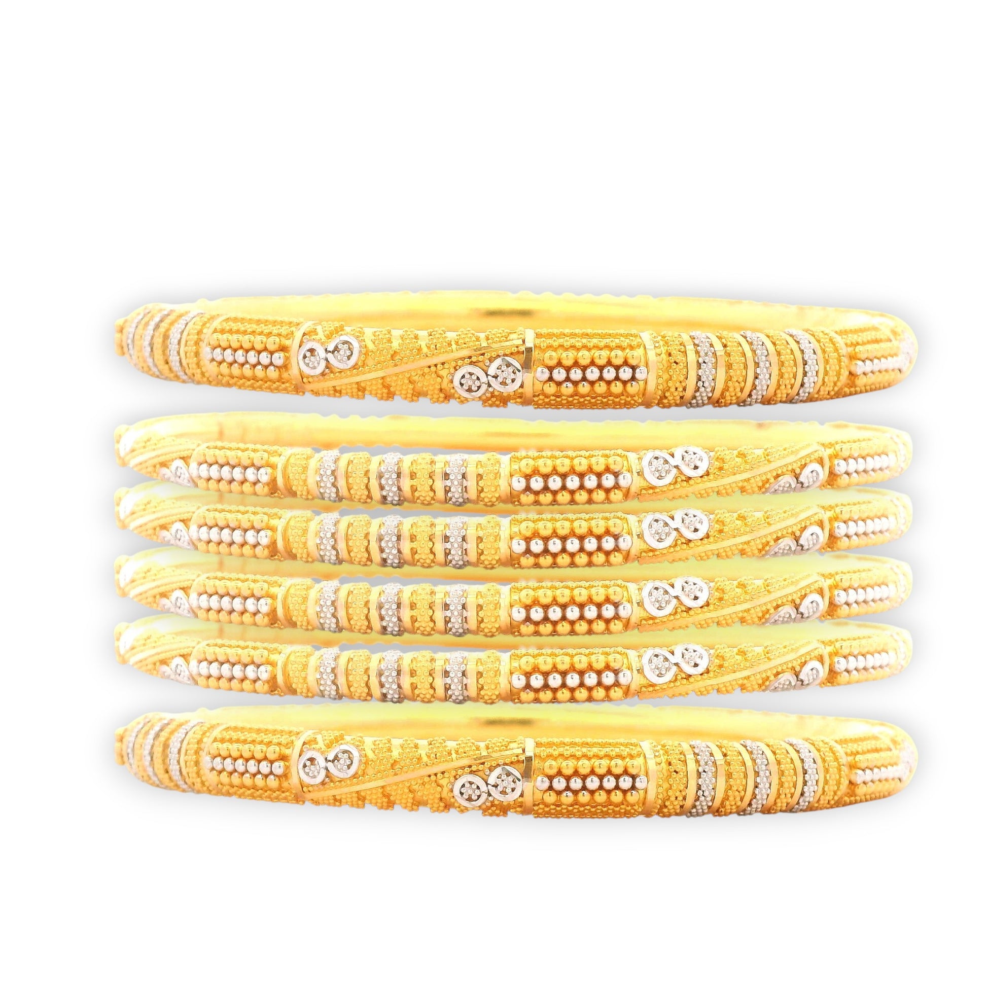 “22kt Gold Ladies Bangles RJLB3406A – Intricate handcrafted gold bangles with dual-tone accents and embossed bead design – Regal Jewels Chicago”
“Traditional 22kt gold bangle set RJLB3406A – designer ladies bangles with white rhodium details and fine ethnic craftsmanship – Regal Jewels USA”
“Elegant 22kt ladies bangles RJLB3406A – textured gold jewelry set with artistic bead patterns and rhodium highlights – Regal Jewels Chicago”