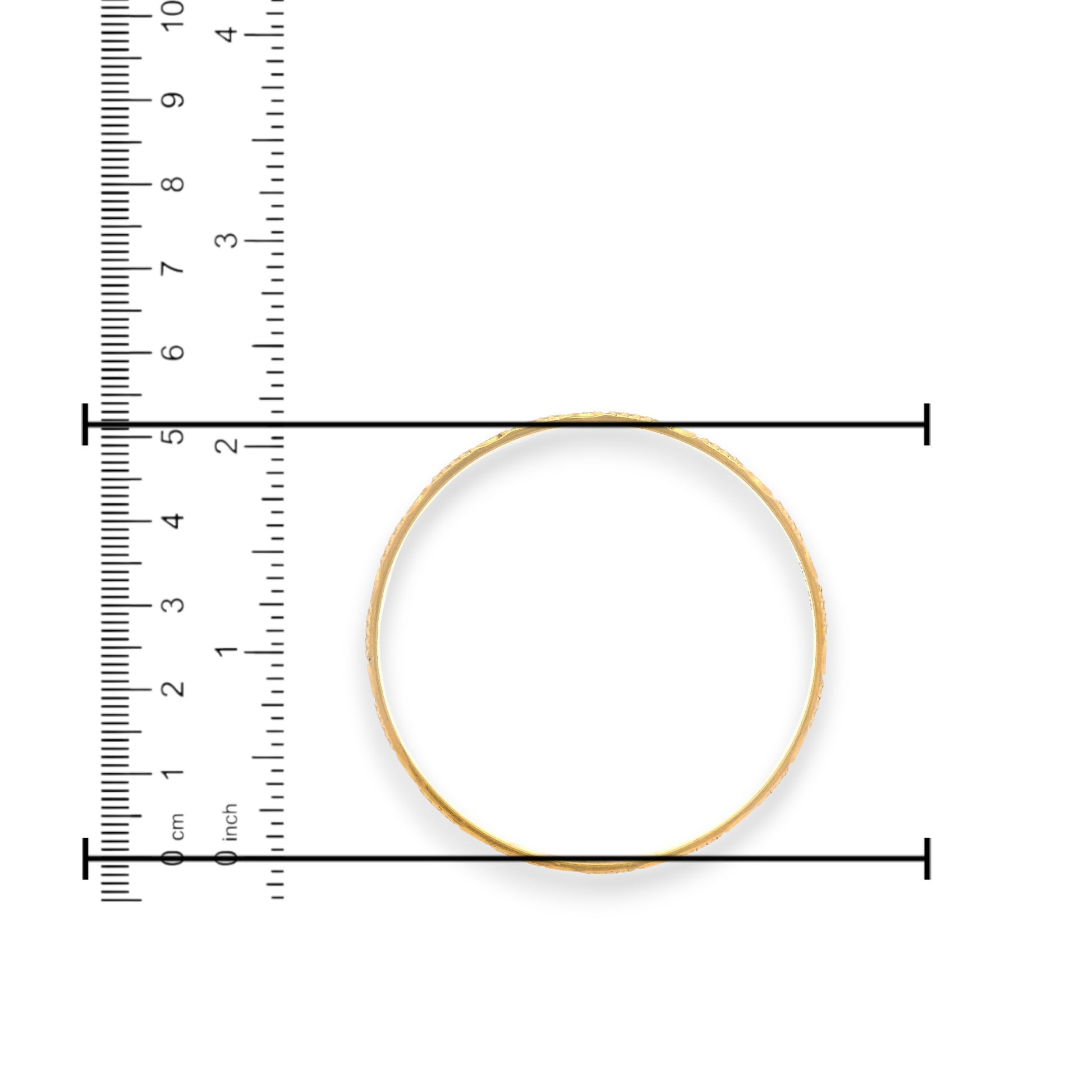 22kt Gold Ladies Bangle – Slim Kada with Textured Finish, Ruler Scale Measurement – RJLB3541D