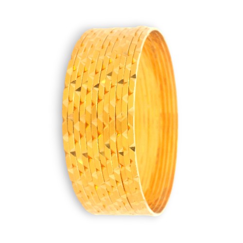 22kt Gold Ladies Bangles Set – Geometric Faceted Design, Full Stack Side Profile, Regal Jewels Chicago – RJLB3552