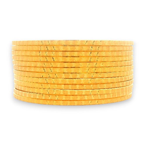 Slim Kada Stack with Hammered Geometric Detailing, Front View of Complete Set – RJLB3554A